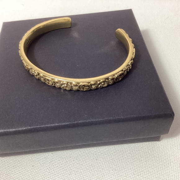 Gucci GG Floral Gold Bangle Retro - Picture 3 of 5